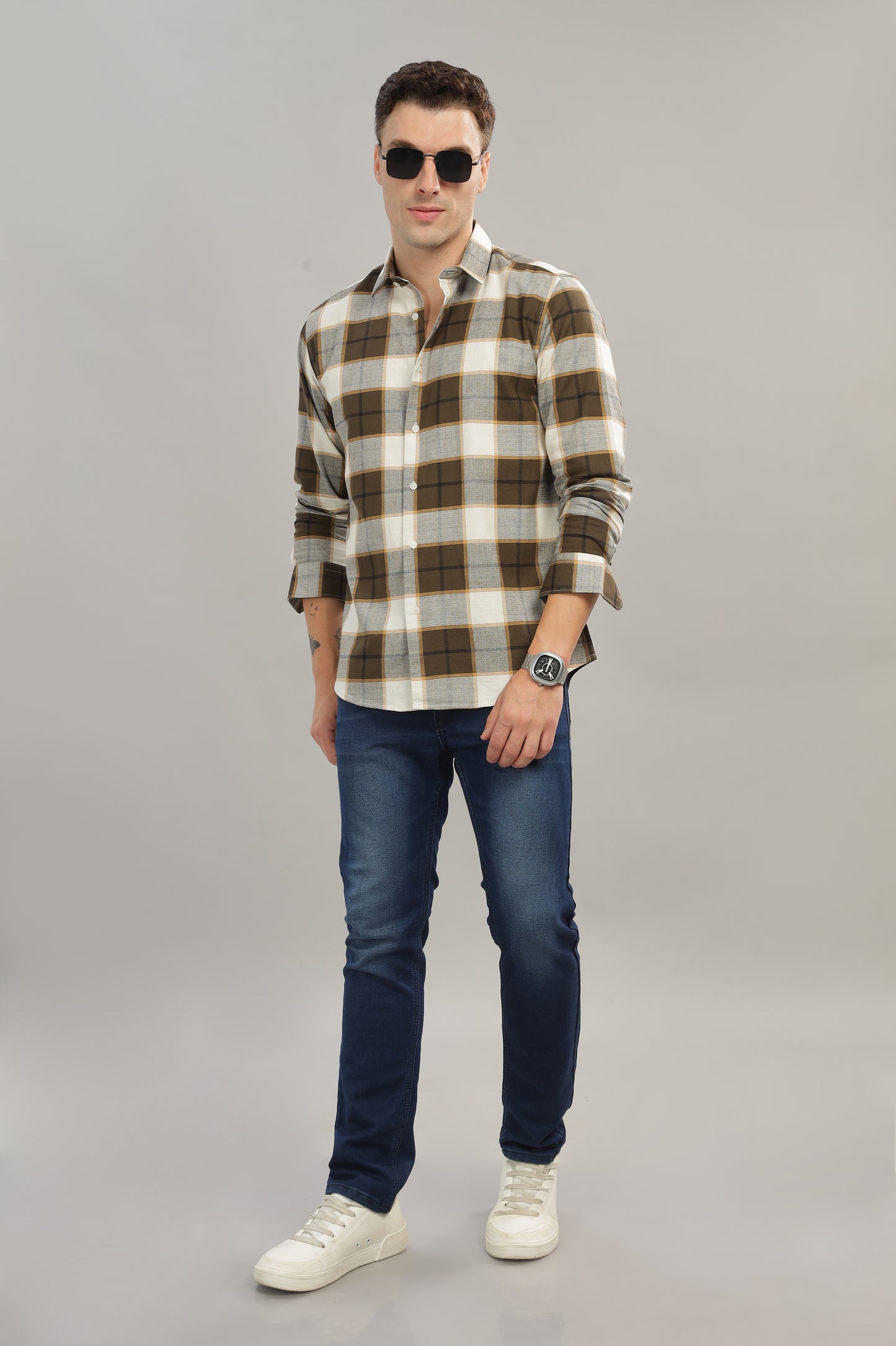 Brown New York Check Shirt