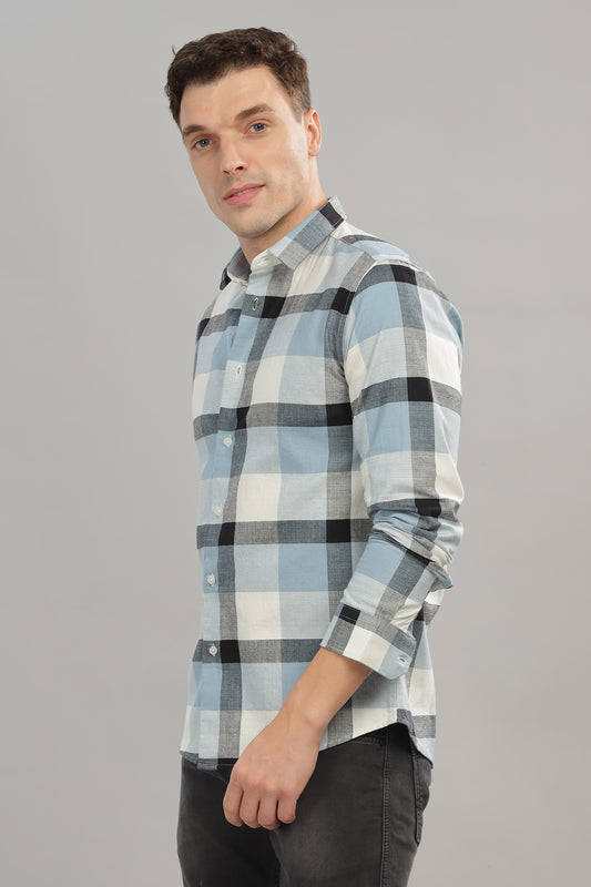 Blue and White Checks Shirt
