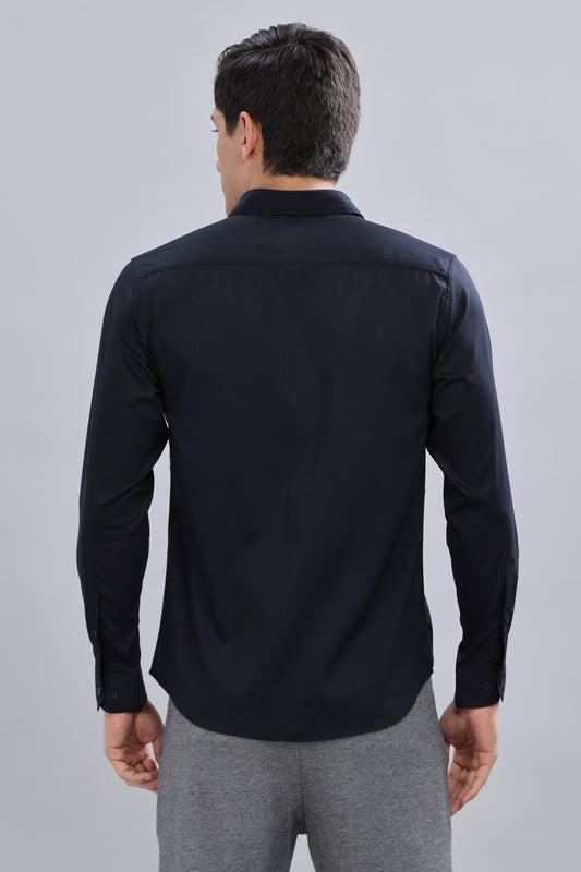 Classic Navy Blue Men's Formal Shirt