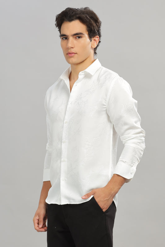 White Birch Satin Self-Textured Shirt