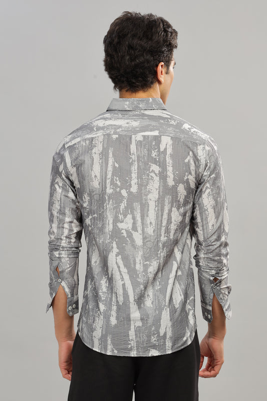 Oldlove Mens Abstract Printed Shirt