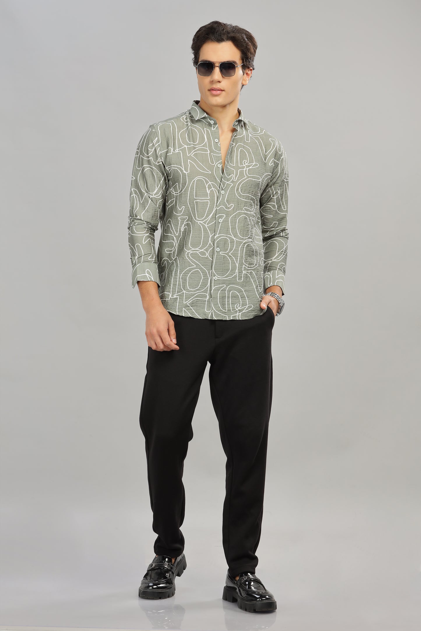 Oldlove Light Olive Print Shirt