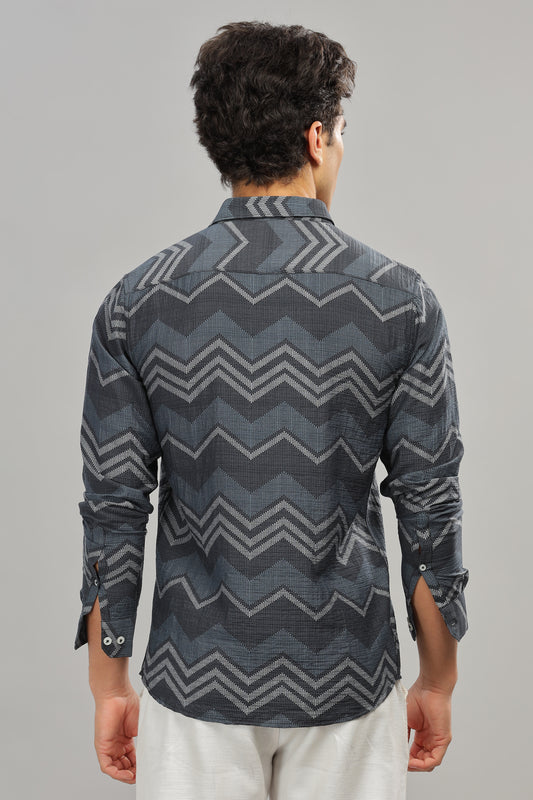 Oldlove Mens Print Casual Shirt