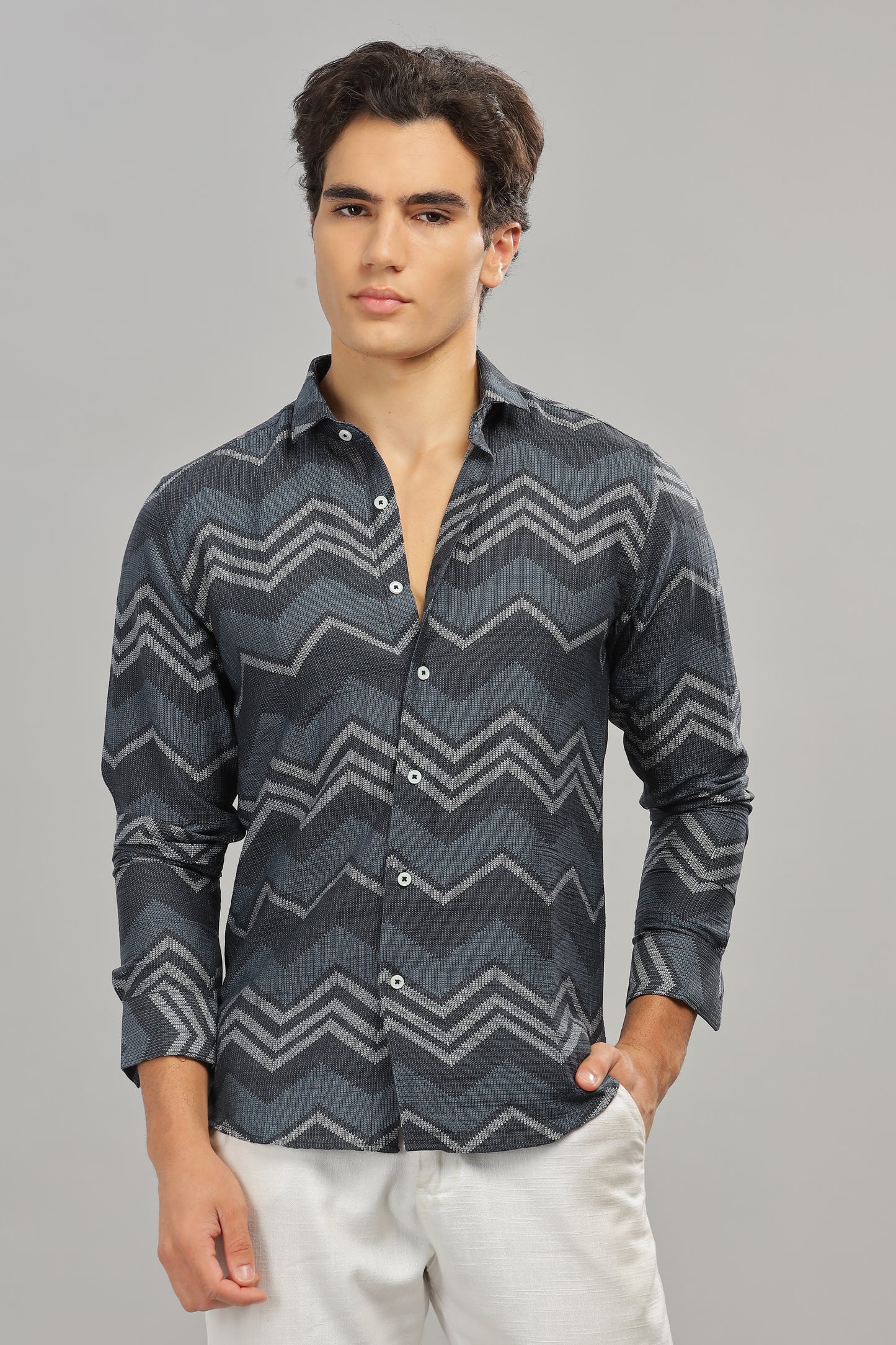 Oldlove Mens Print Casual Shirt
