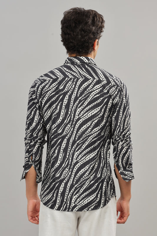 Oldlove Black Abstract Print Shirt