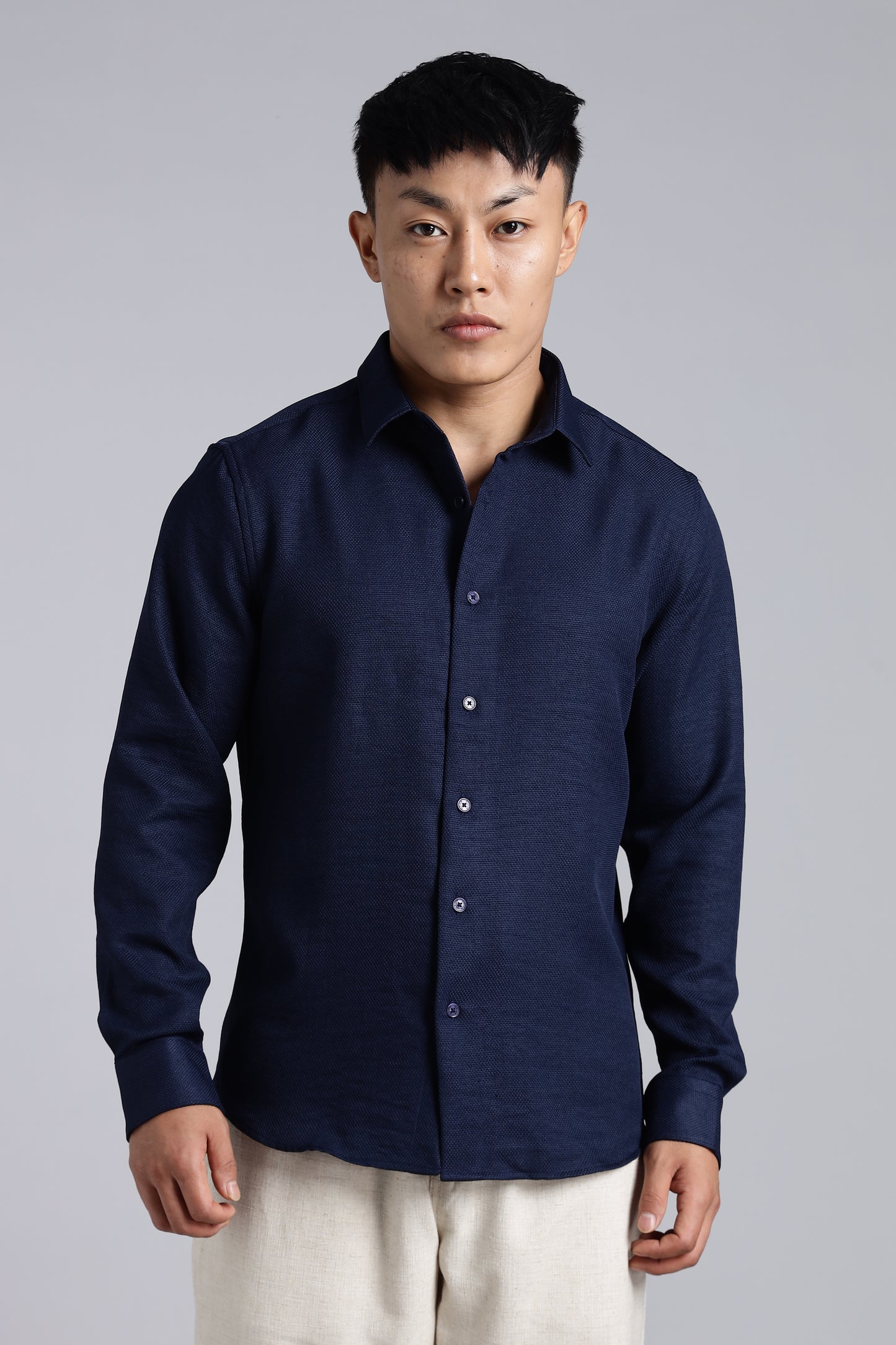 Midnight Regent Blue Cotton Shirt
