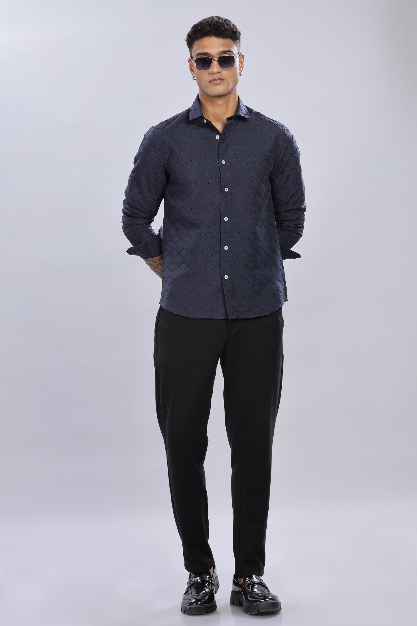 SpectraGrid Oldlove Navy Blue Shirt