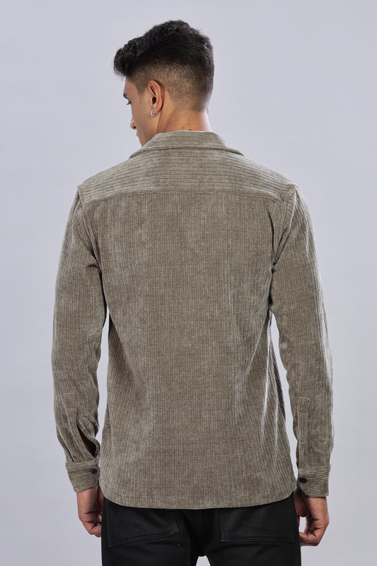 Kaki Green Corduroy Shacket