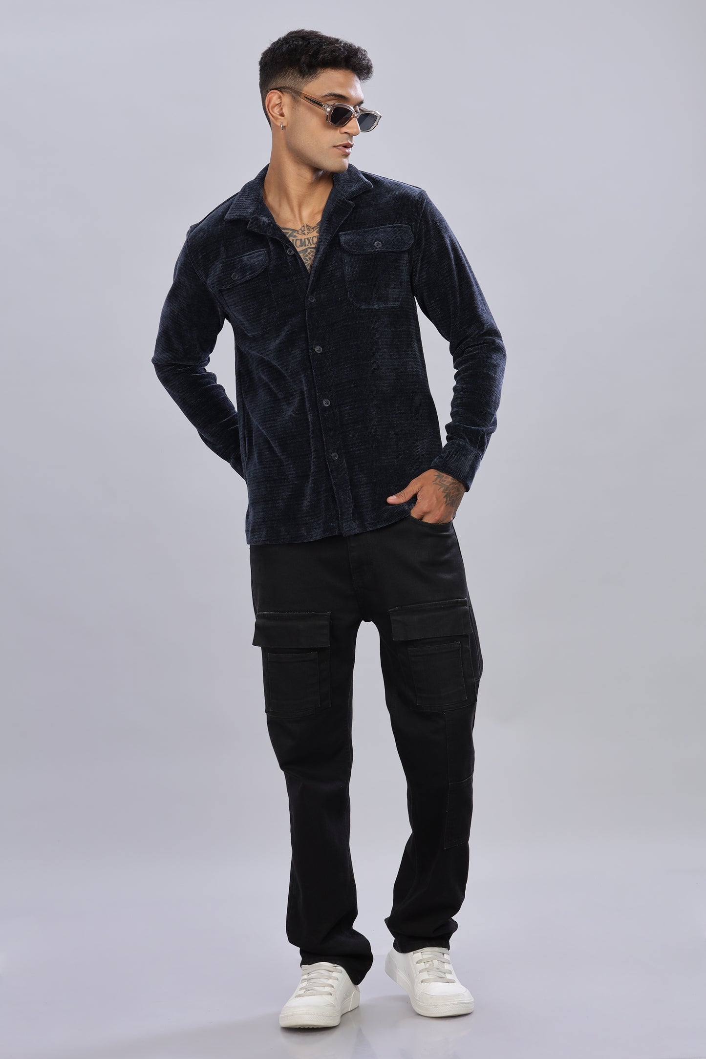 Dark Blue Corduroy Shacket