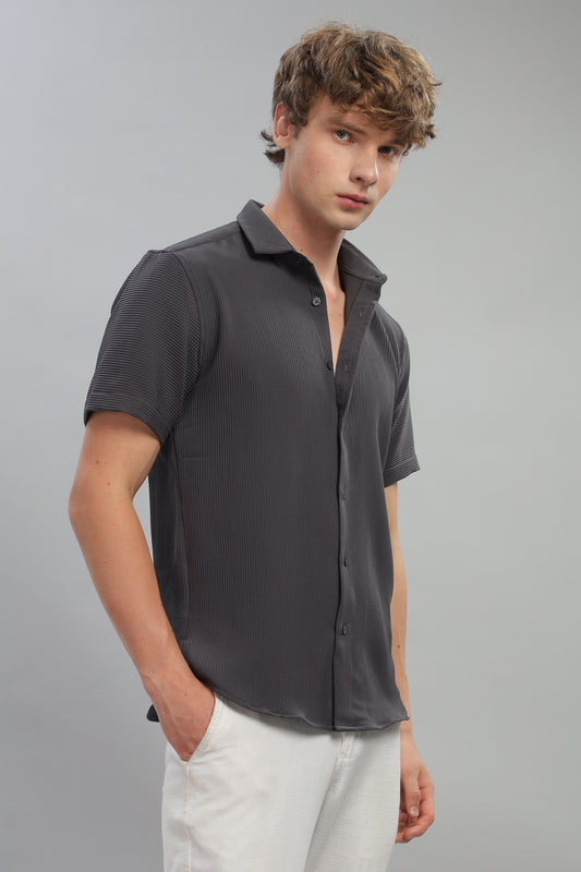 Oldlove Woven Strip Dark grey Shirt