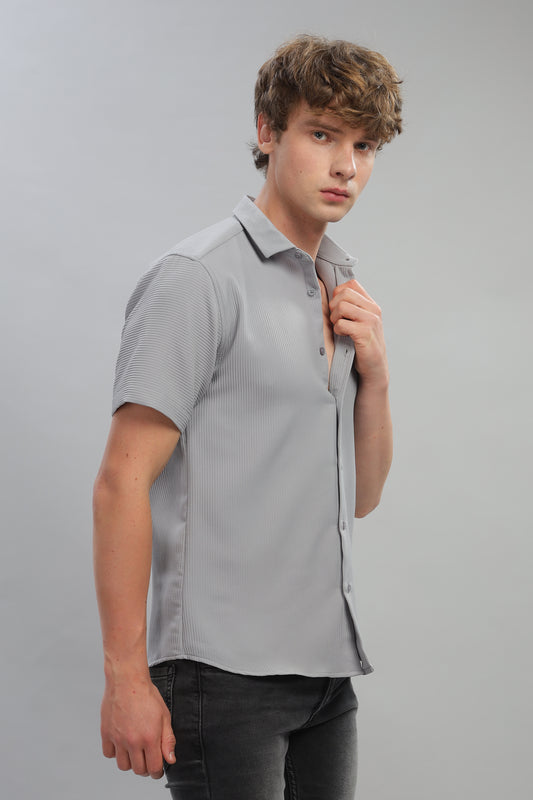 Oldlove Woven Strip Silver Shirt