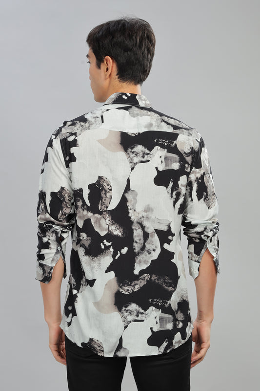Oldlove Monochrome Mirage Print Shirt