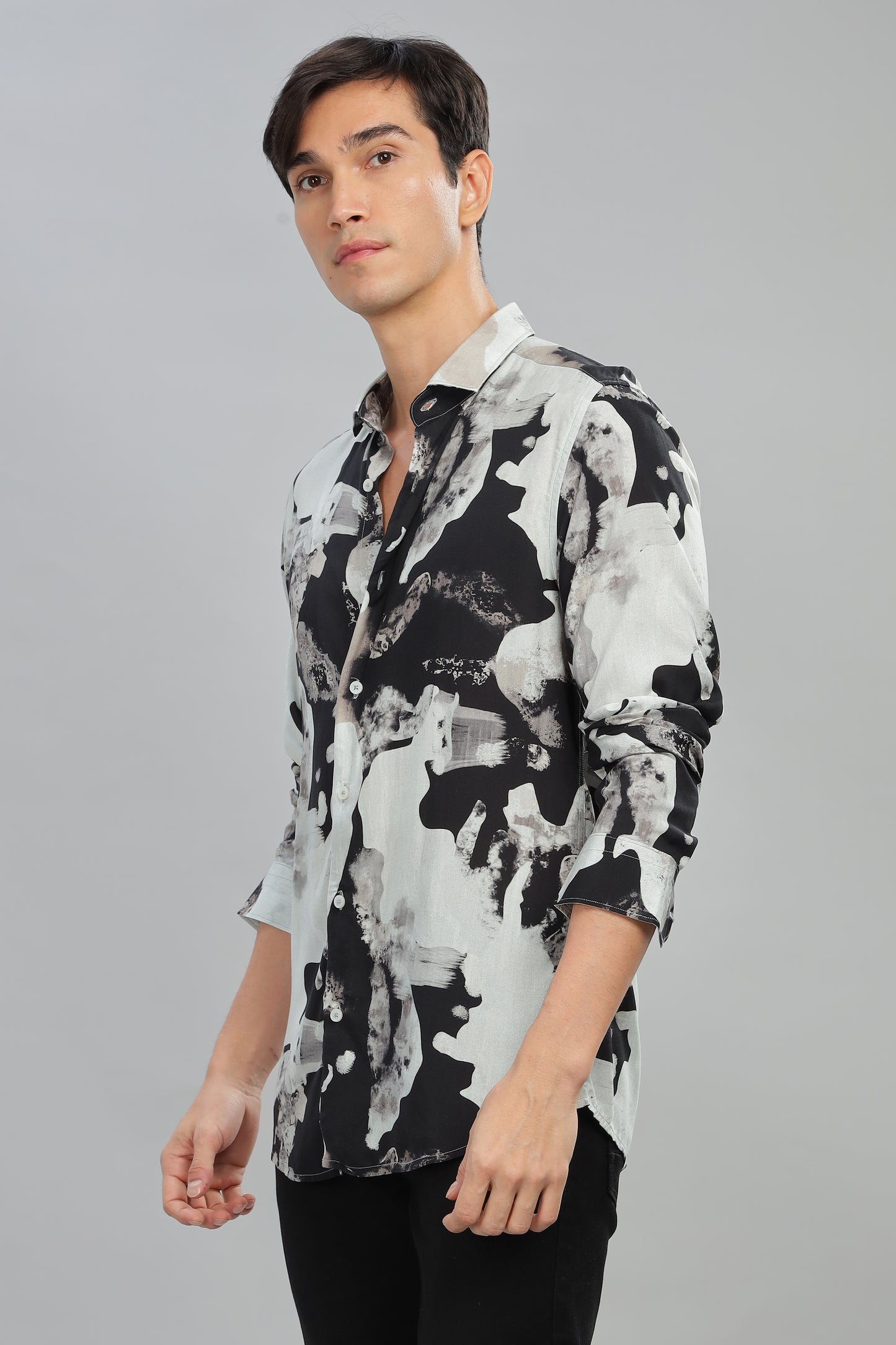 Oldlove Monochrome Mirage Print Shirt