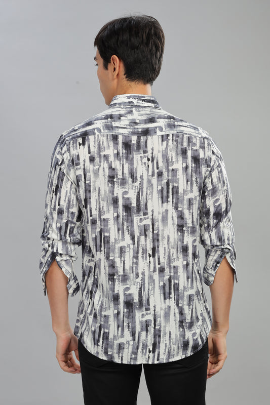 Oldlove Monochrome Motion Print Shirt