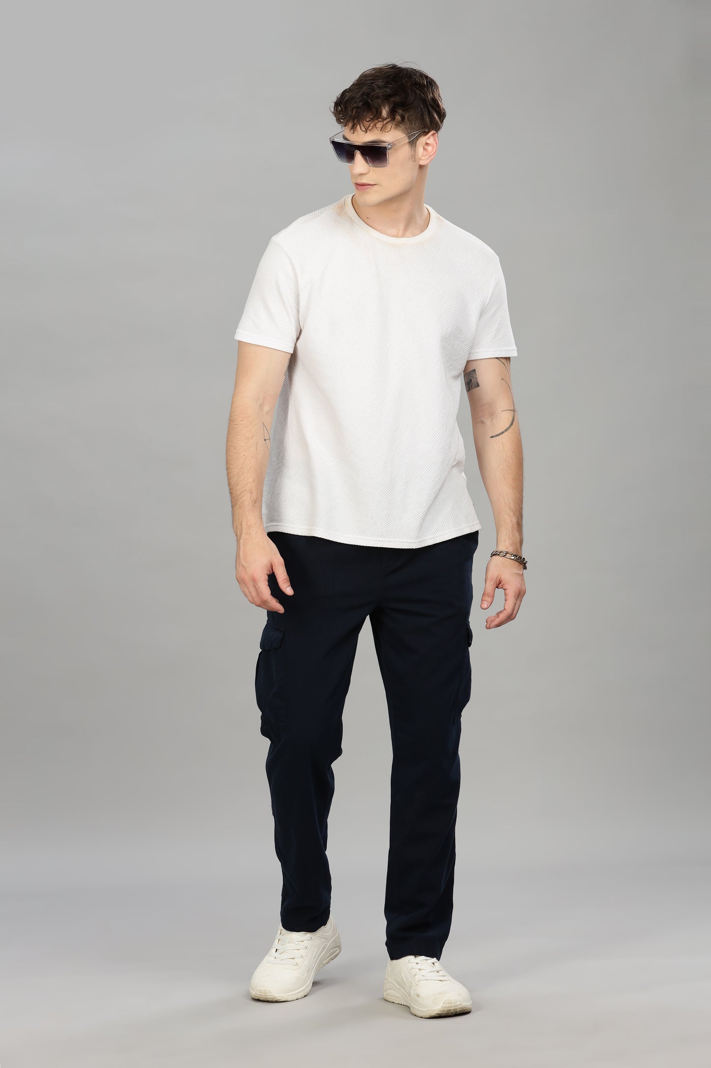 Oldlove Navy Blue Baggy Pant