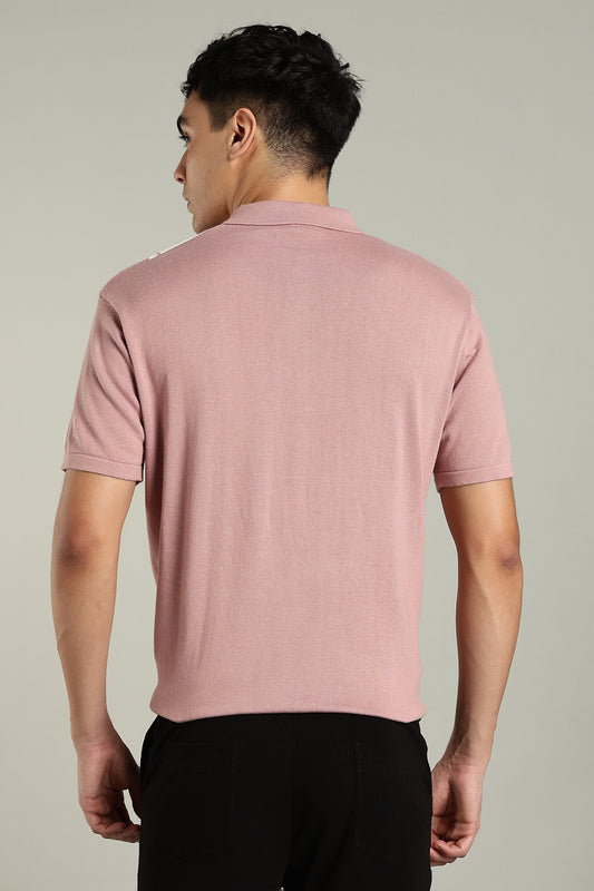Men's Retro Striped Pink Polo Shirt