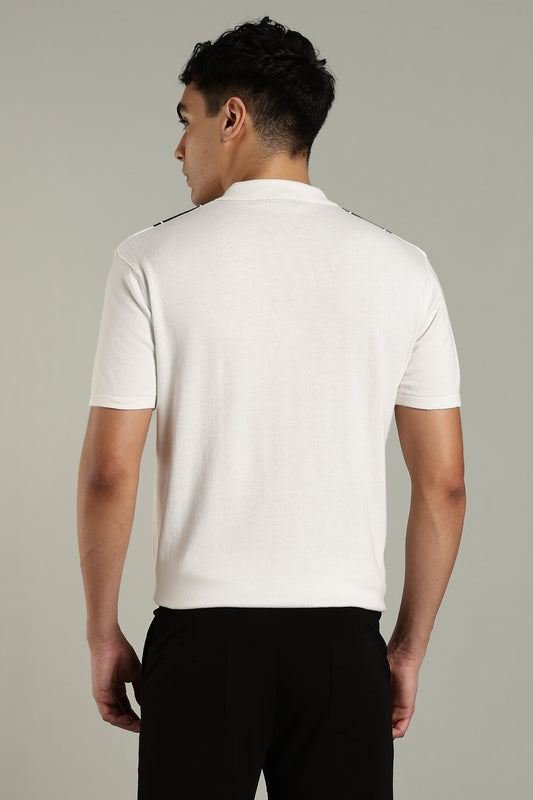 Men's Retro Striped White Polo Shirt