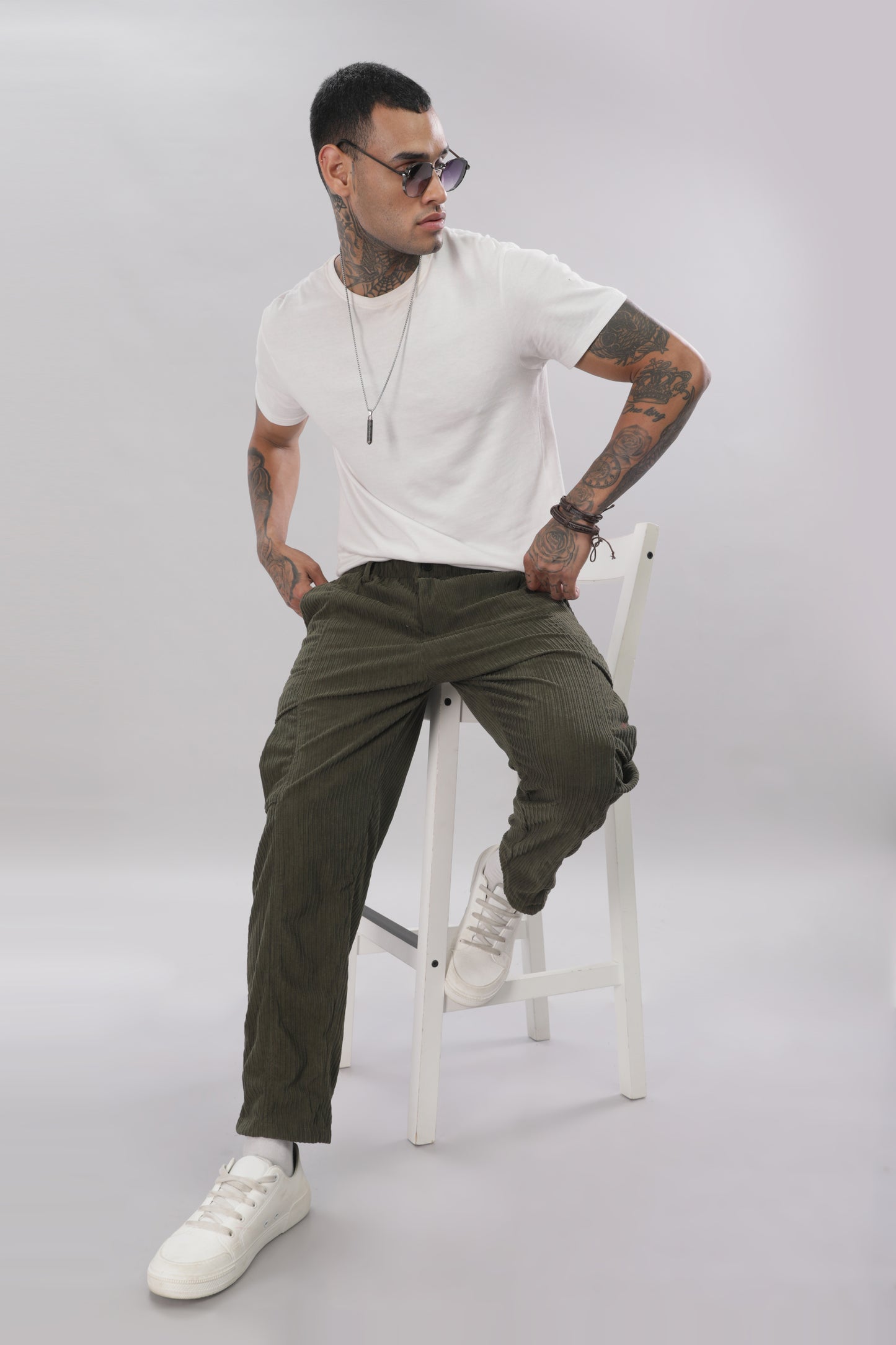 Pine Green Corduroy Cargo Pants