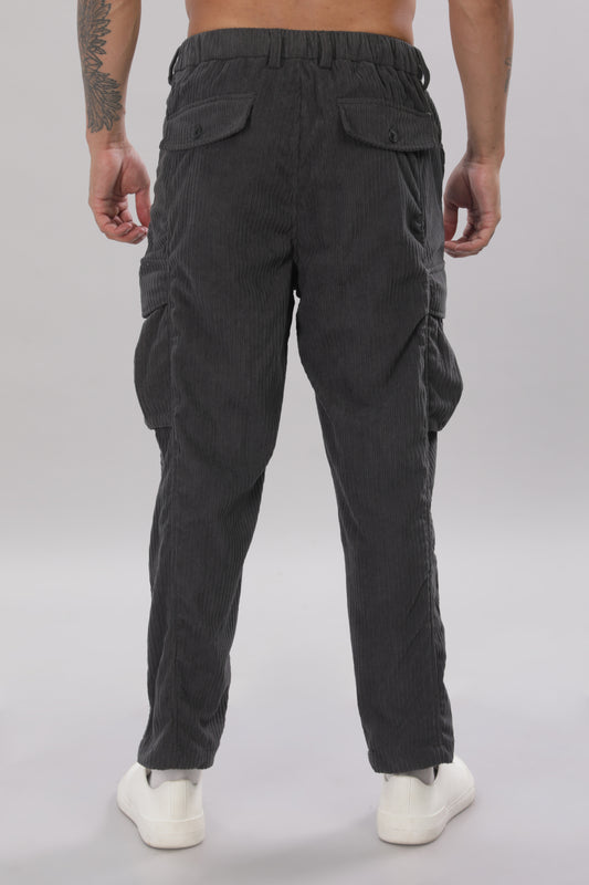 Grey Corduroy Cargo Pants