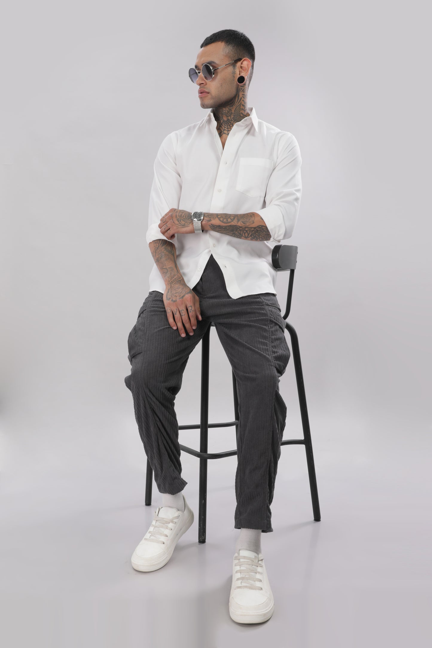 Grey Corduroy Cargo Pants