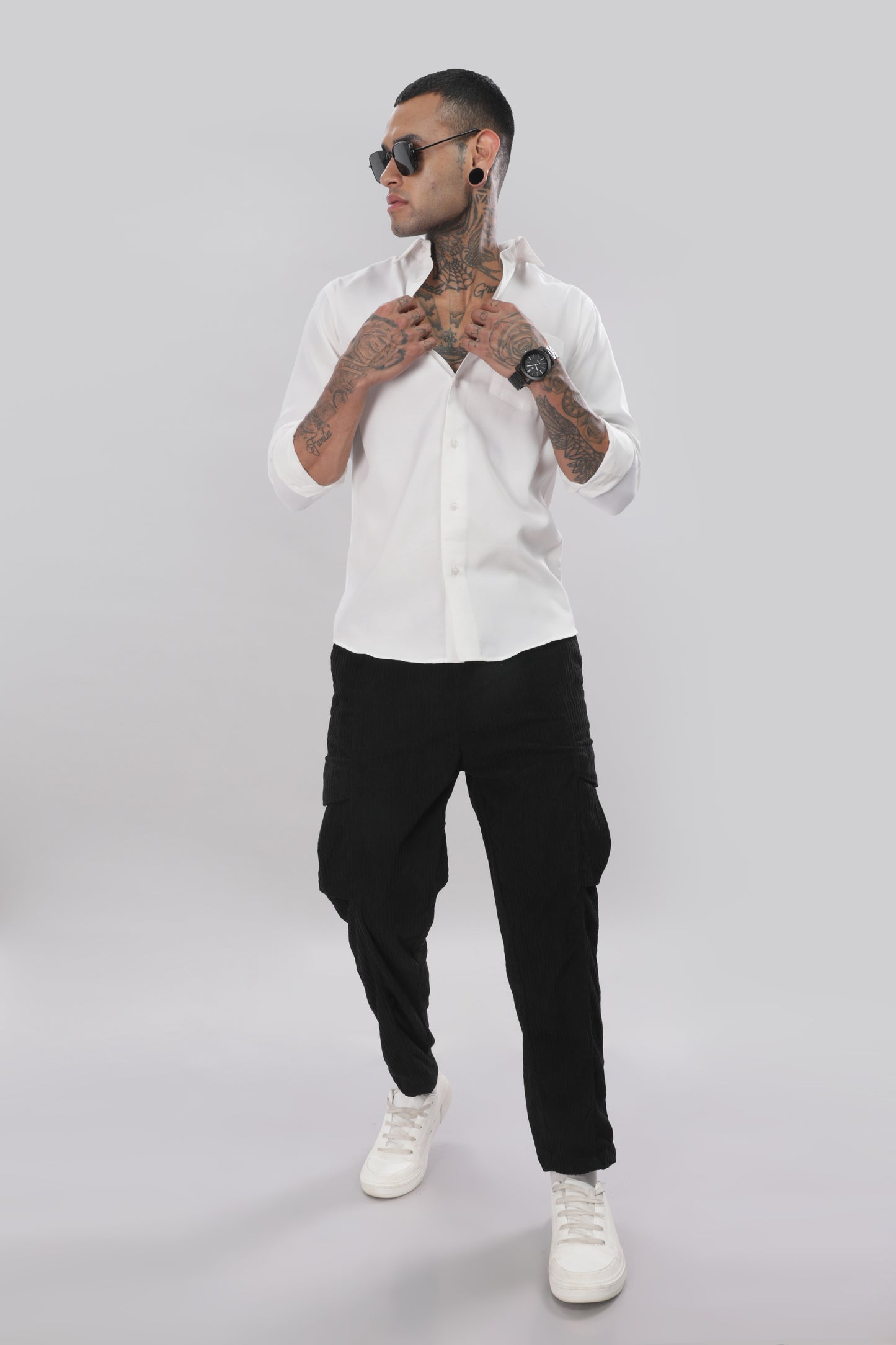 Black Corduroy Cargo Pants