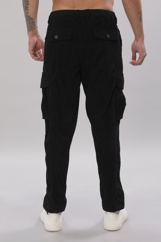 Black Corduroy Cargo Pants