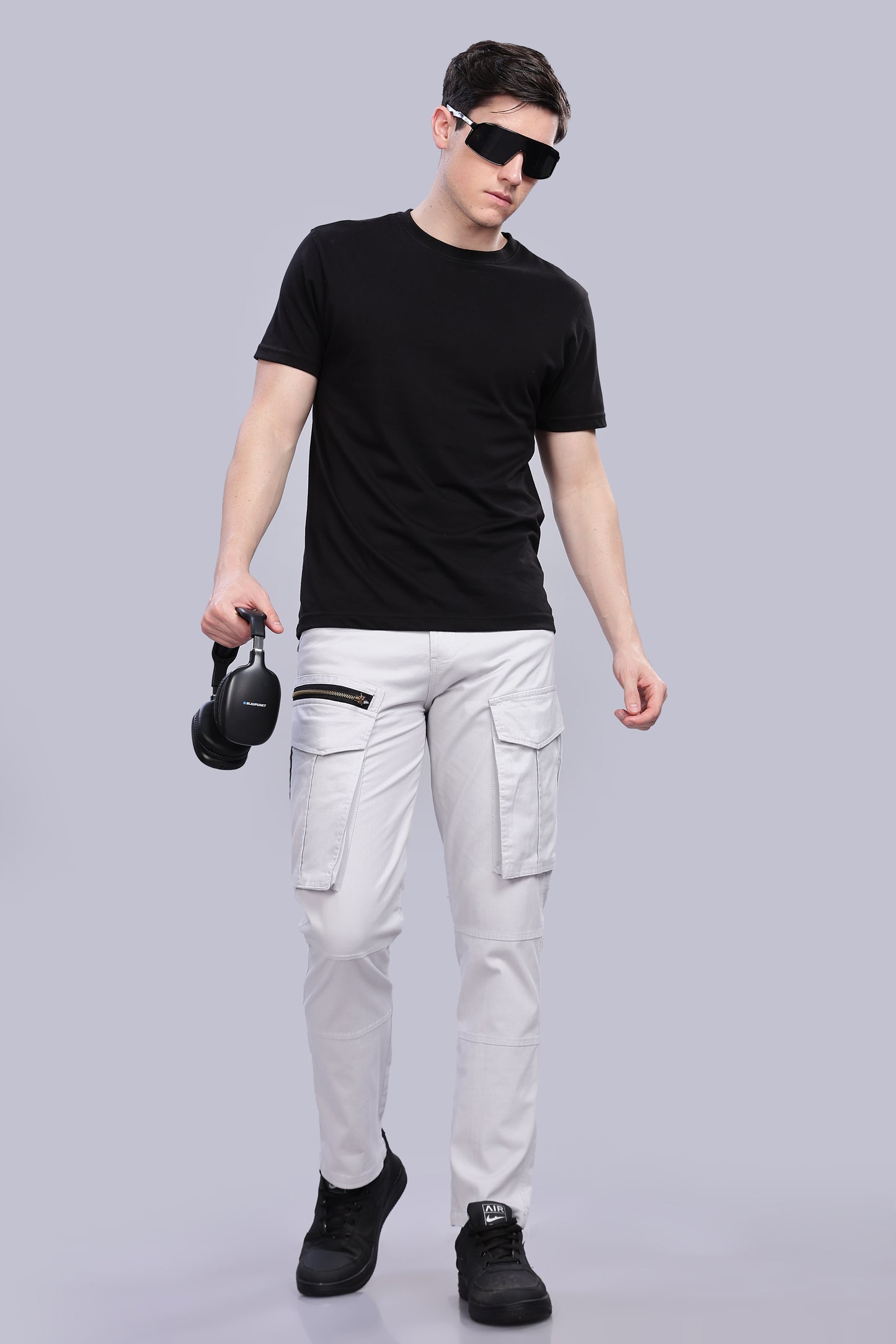 White Korean zipper adventure pants