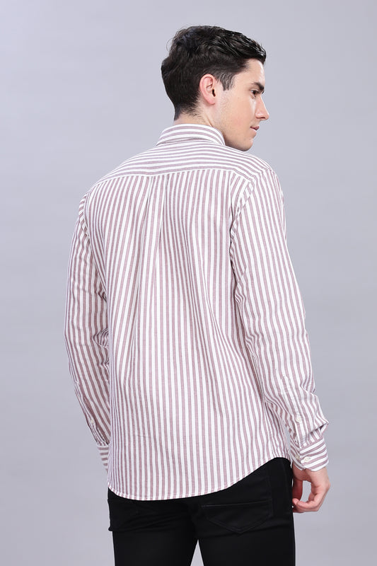 Oldlove Maroon Twill Stripe Shirt