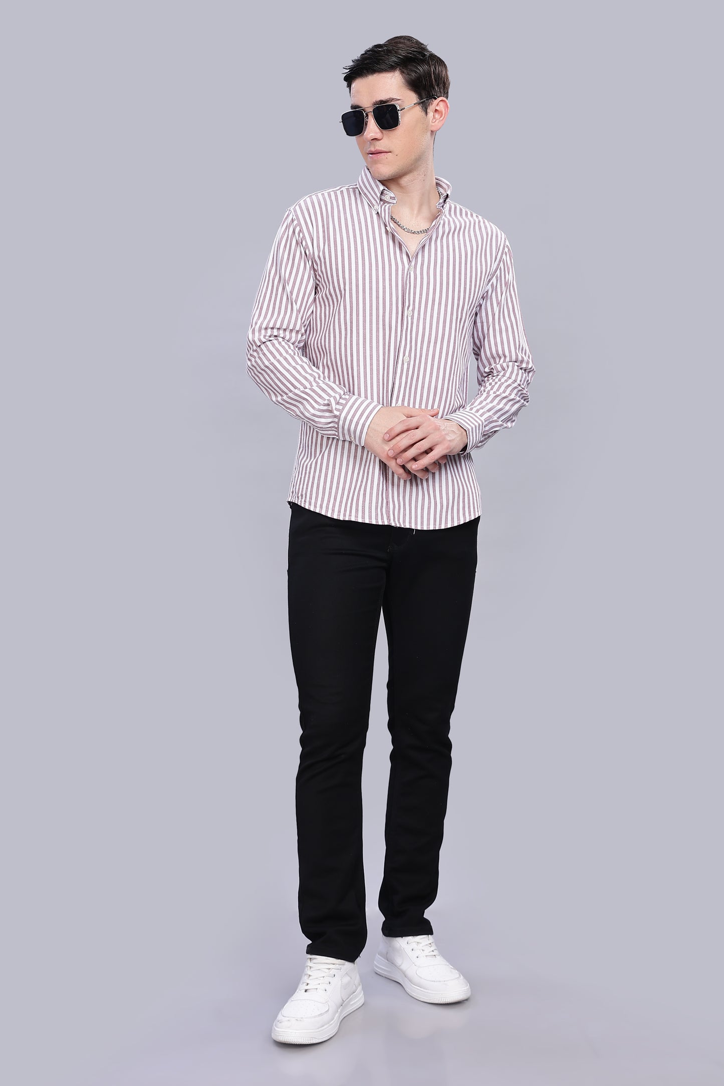 Oldlove Maroon Twill Stripe Shirt