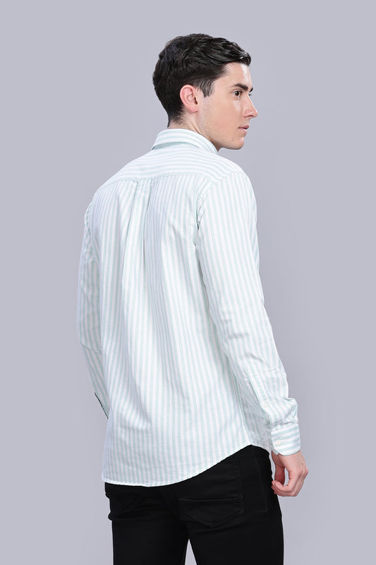 Oldlove Pale Green Twill Stripe Shirt
