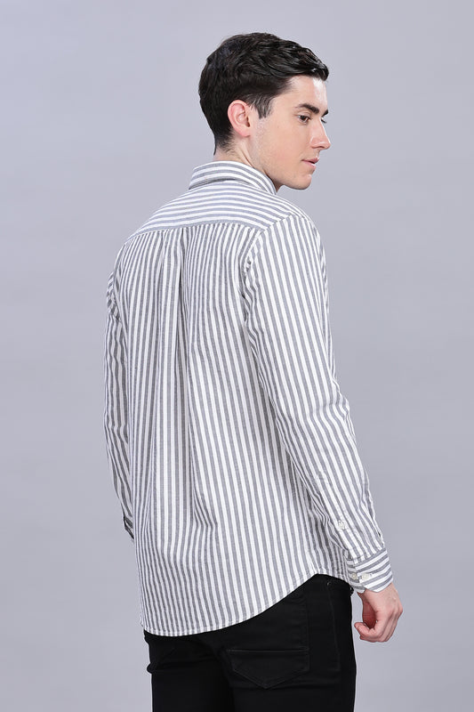 Oldlove Grey Twill Stripe Shirt
