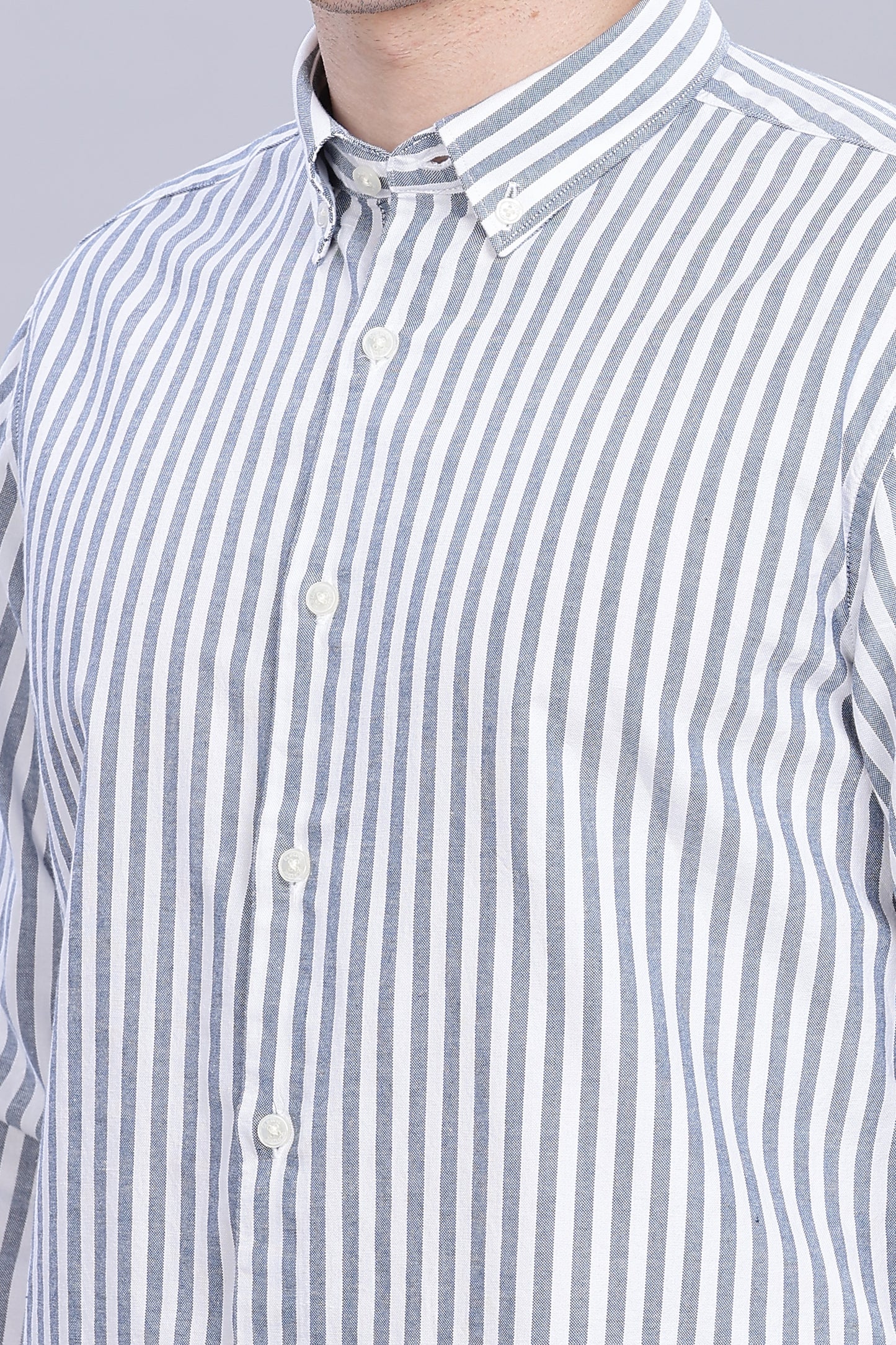 Oldlove Blue Twill Stripe Shirt