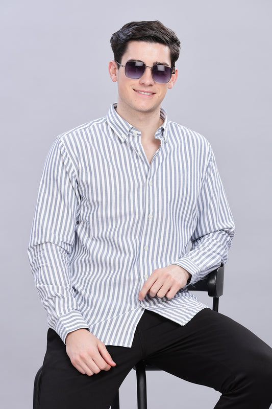Oldlove Blue Twill Stripe Shirt
