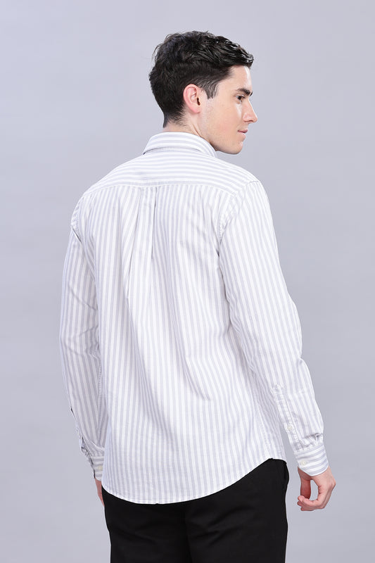 Oldlove Light Grey Twill Stripe Shirt