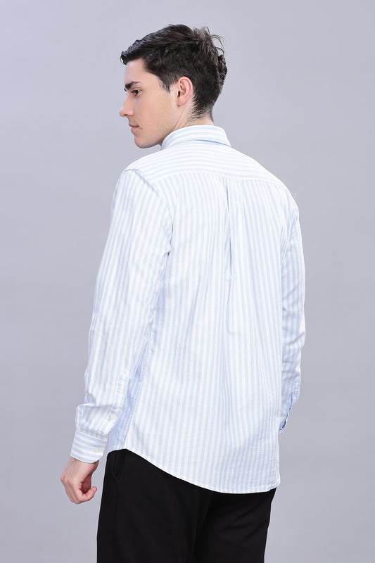 Oldlove Sky Blue Twill Stripe Shirt