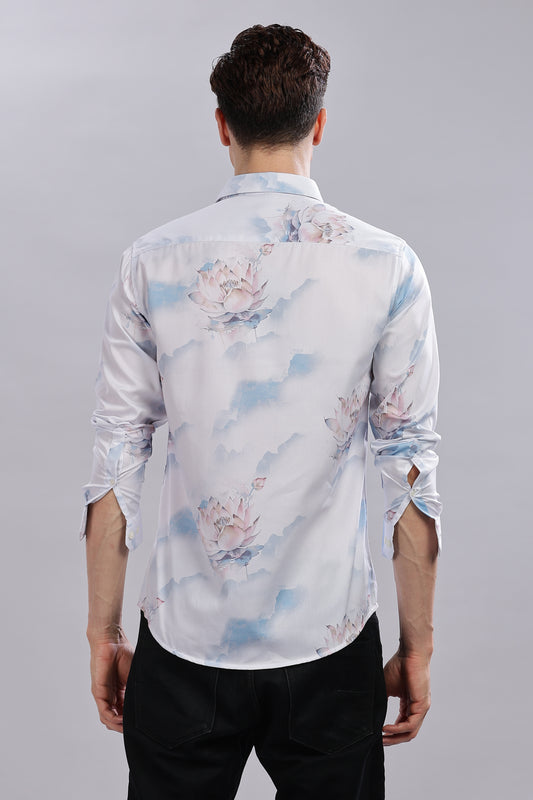 Lotus Print Satin Shirt