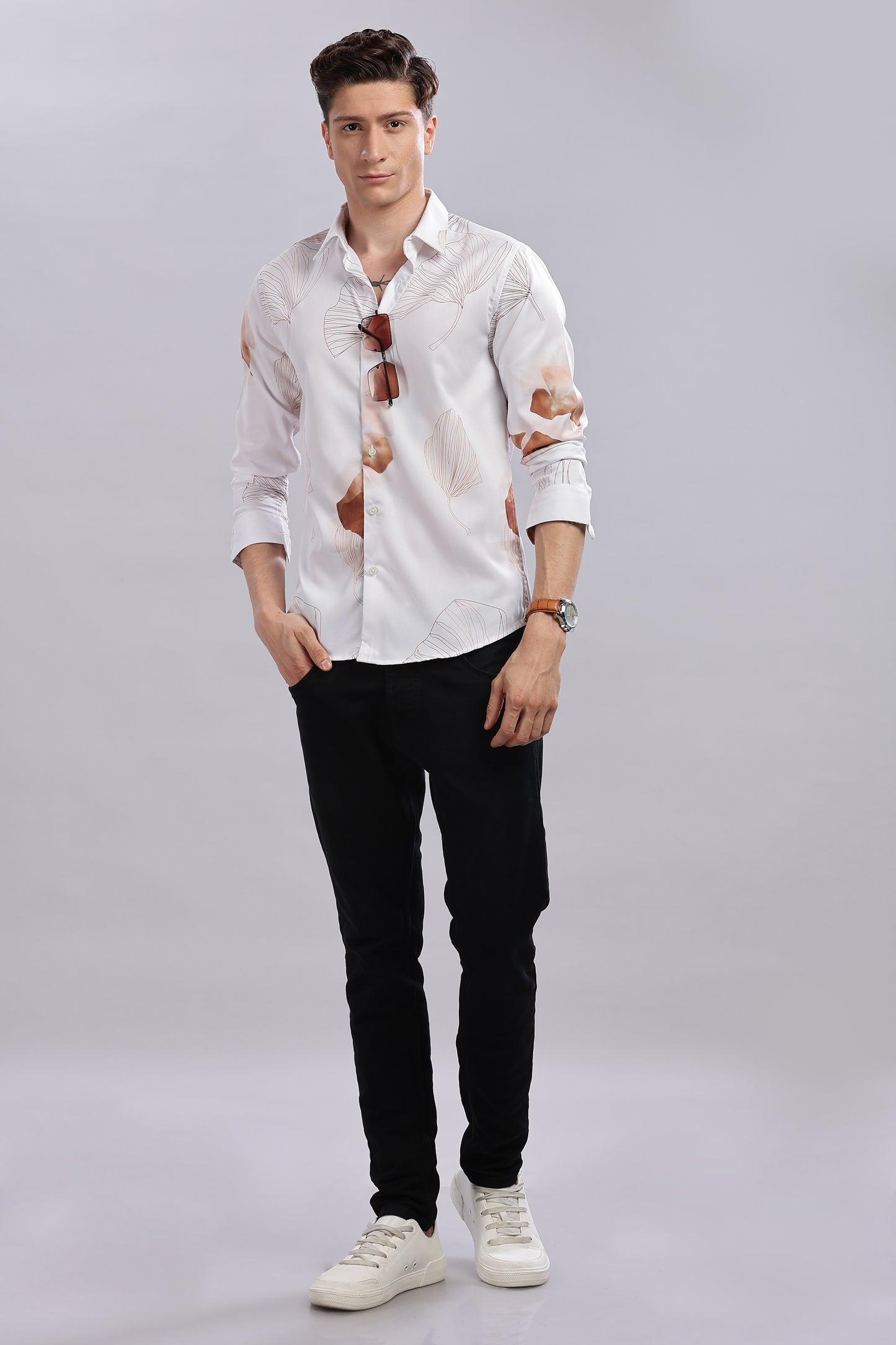 Dry Leaf Satin Print Shirt