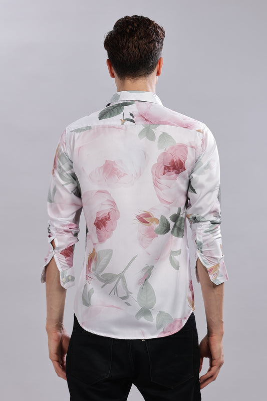 Pink Floral Satin Shirt