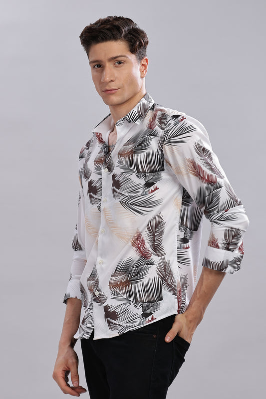 White Palm Satin Shirt