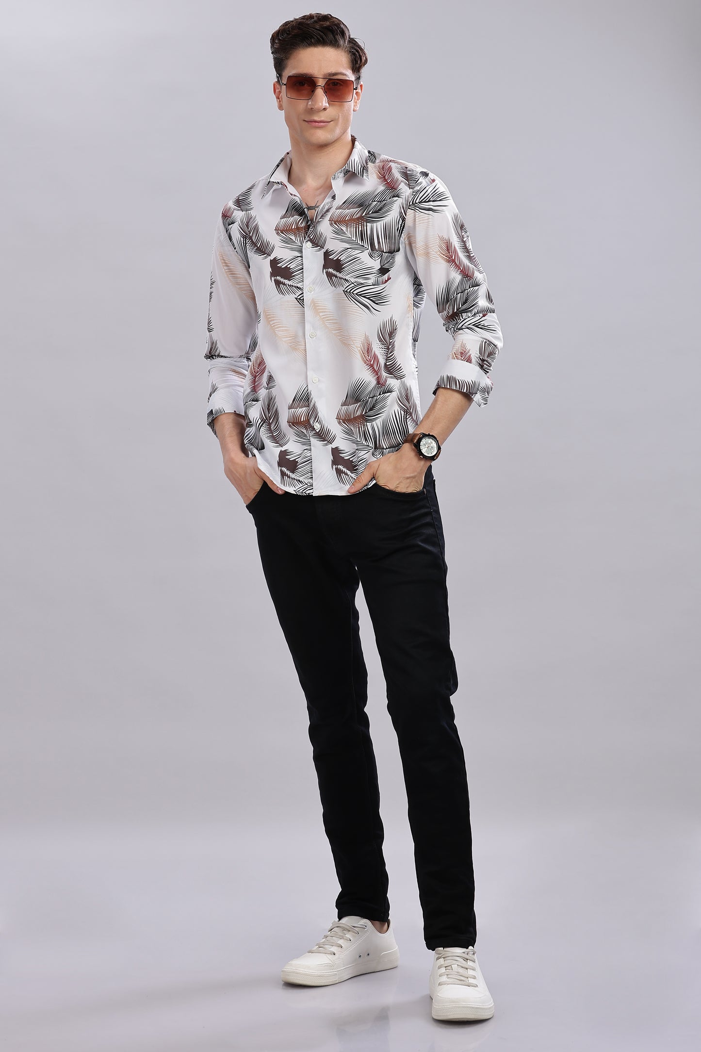 White Palm Satin Shirt