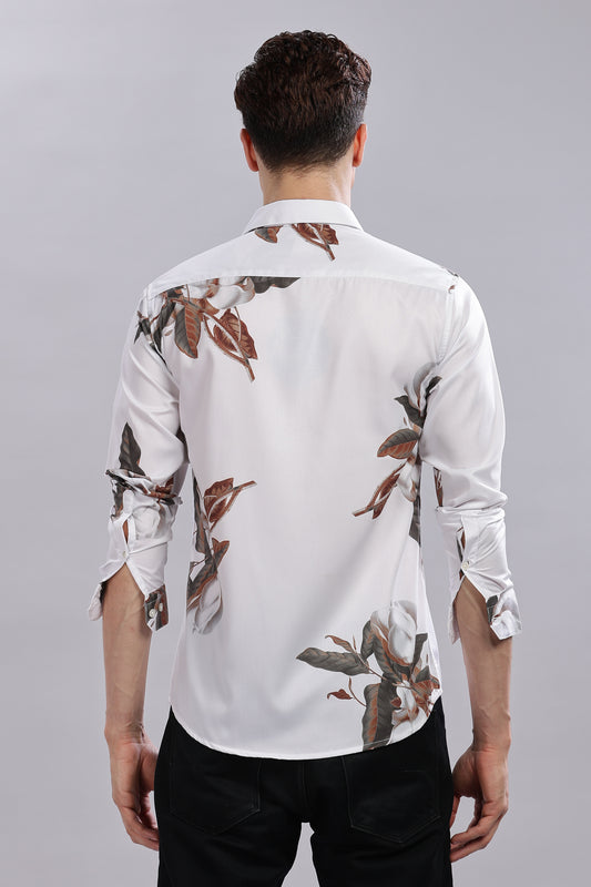 Green Floral Satin Shirts