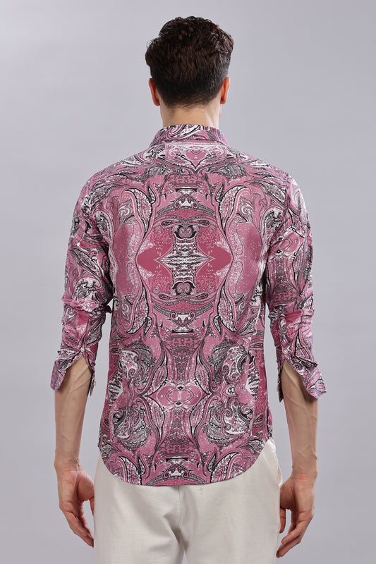 Pink Printed Satin Shirt