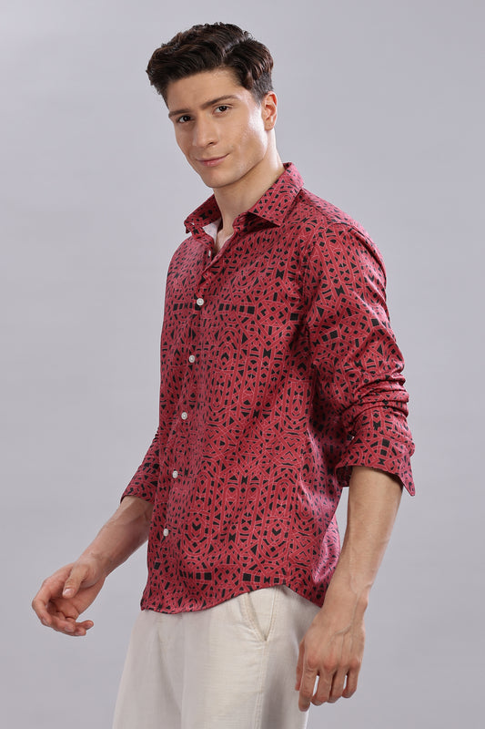 Geometric Print Satin Shirt