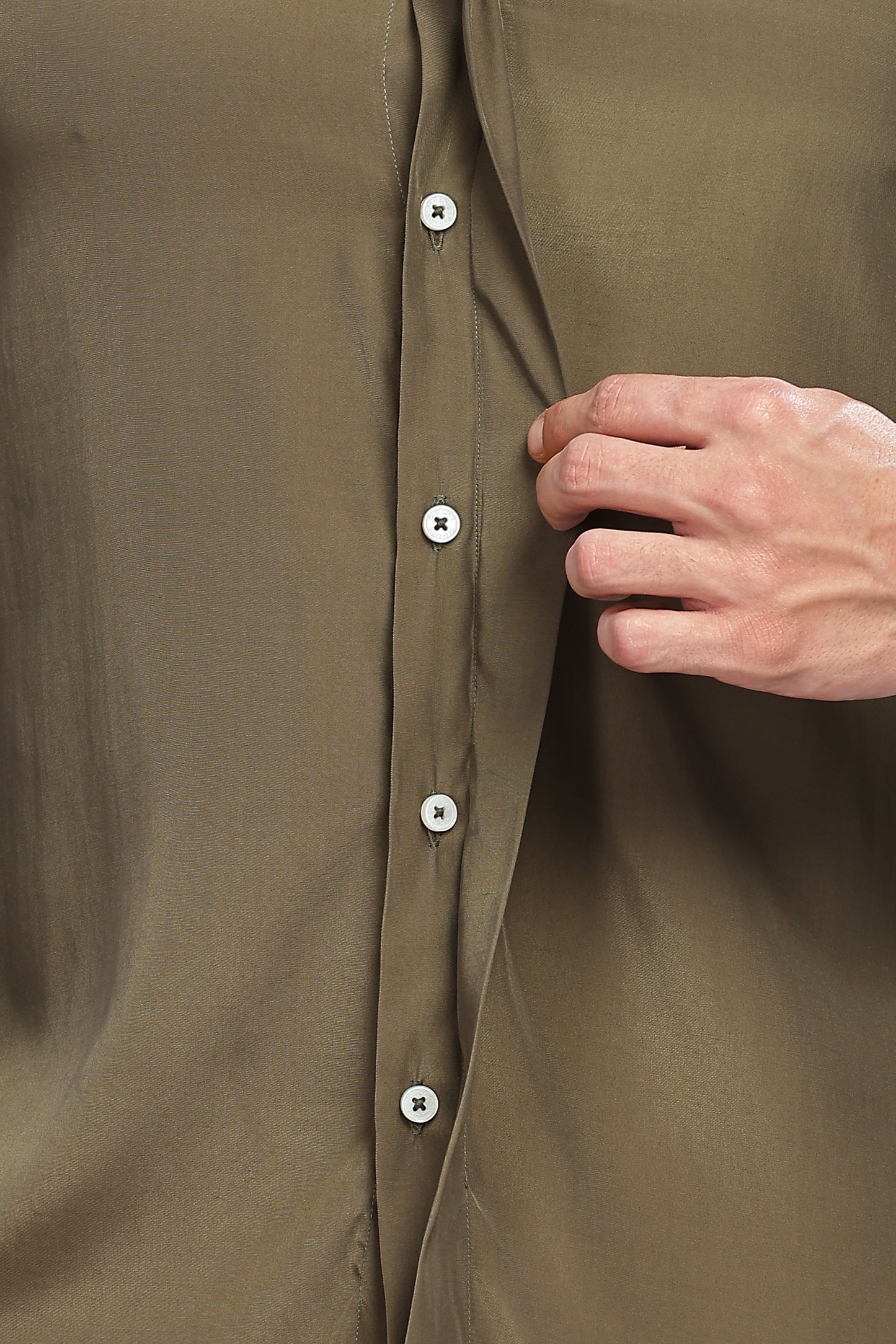 Oldlove Silky Olive green Shirt