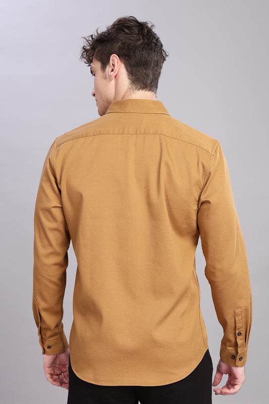 Camel brown Double-pocket Utility Shirt