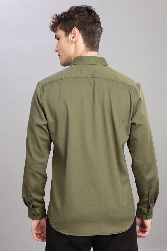 Olive Double-pocket Utility Shirt