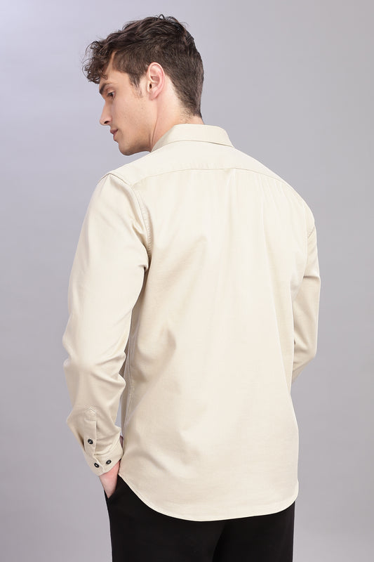 Beige Double-pocket Utility Shirt