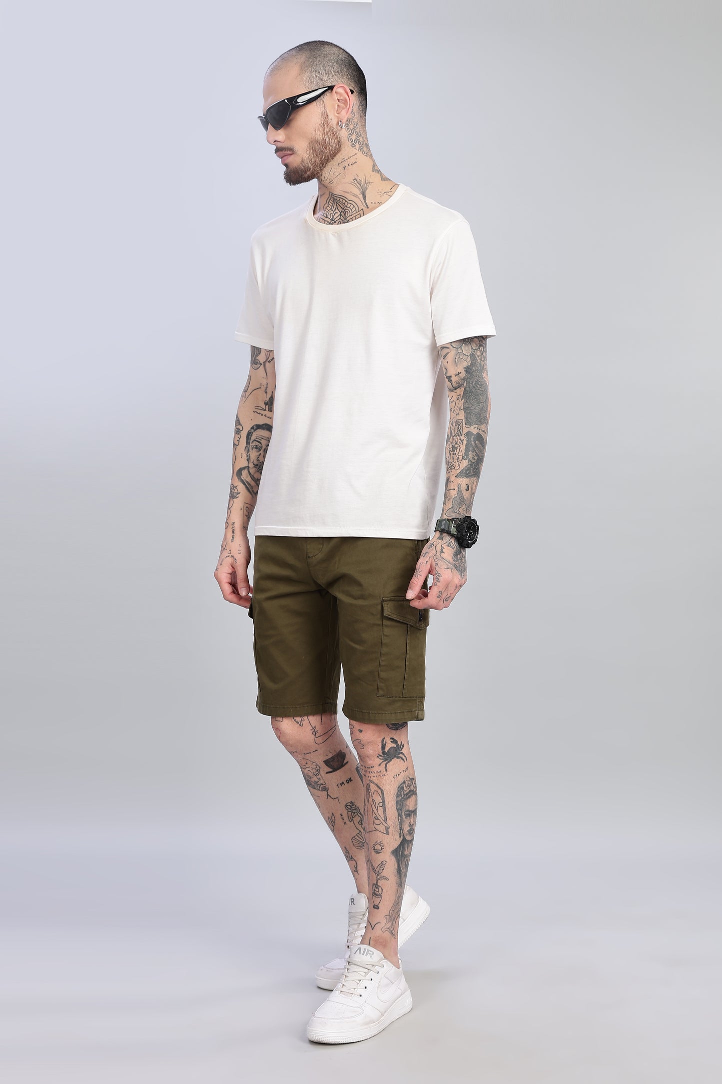 Oldlove Algae Green Cargo Shorts