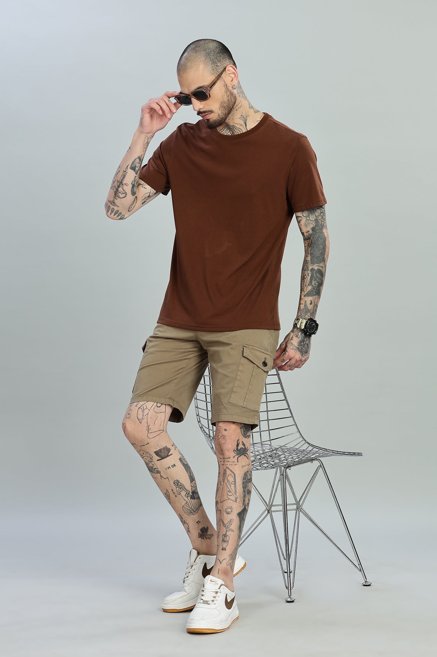 Oldlove Beige Cargo Shorts