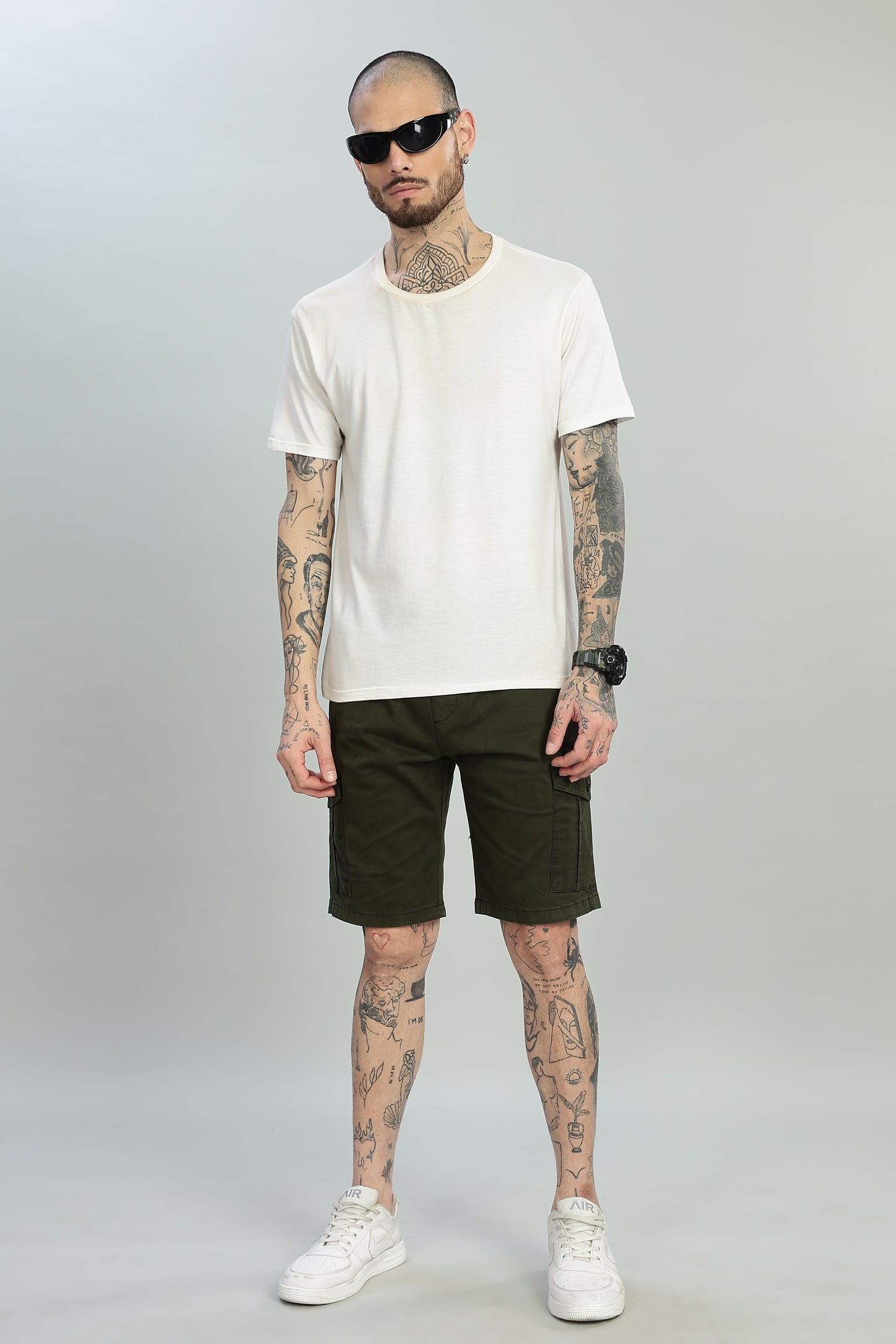 Oldlove Olive Green Cargo Shorts